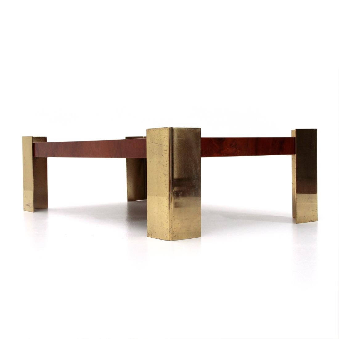 Italian Lounge Table with Brass Feet, 1970s 5