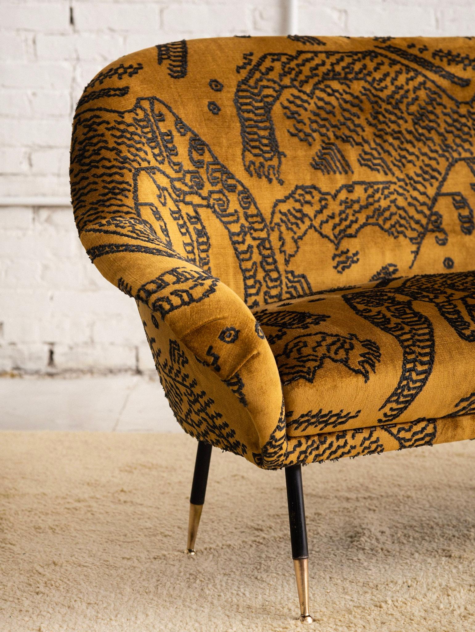 Space Age Italian Loveseat by Gastone Rinaldi for Rima in Dedar 