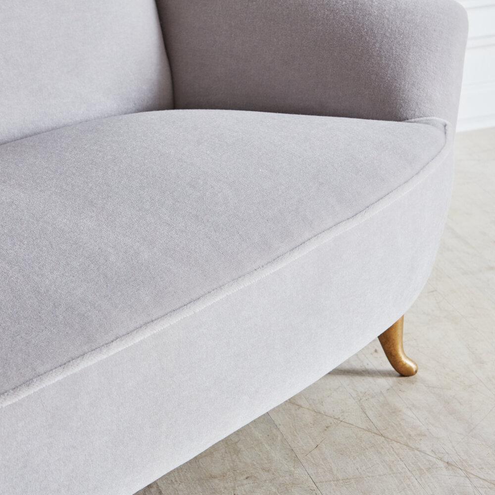 Italian Loveseat in the Style of Gio Ponti in Gray Mohair 5