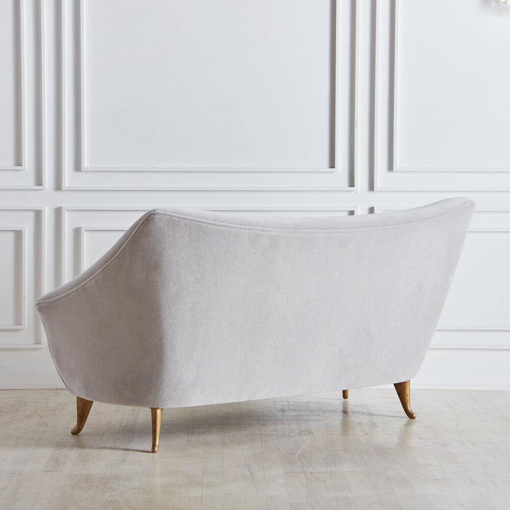 Mid-20th Century Italian Loveseat in the Style of Gio Ponti in Gray Mohair