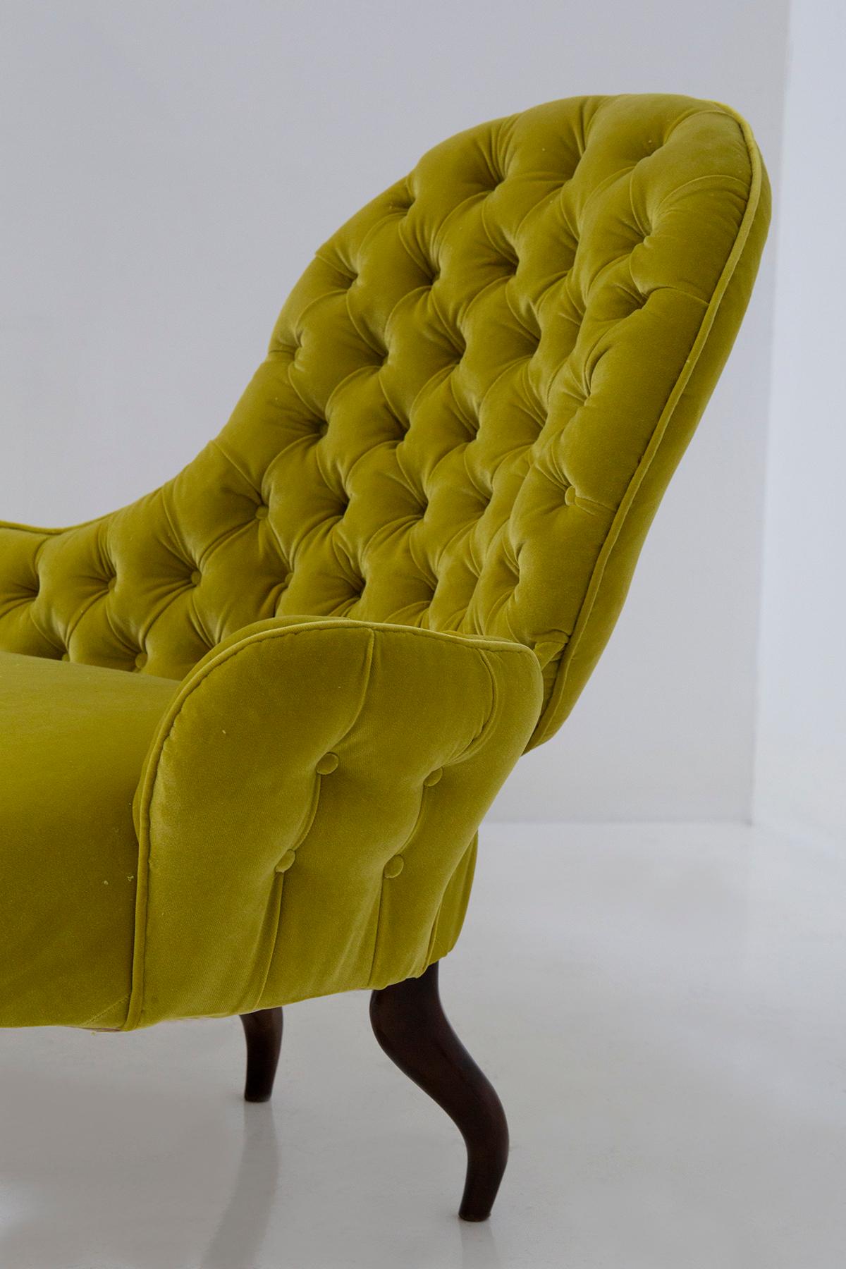 Italian Loveseat sofa by Renzo Zavanella in yellow velvet For Sale 5