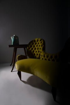 Italian Loveseat sofa by Renzo Zavanella in yellow velvet