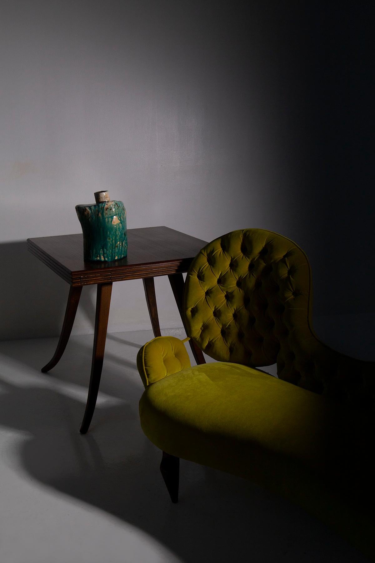 Italienisches Loveseat-Sofa von Renzo Zavanella aus gelbem Samt im Zustand „Gut“ im Angebot in Milano, IT