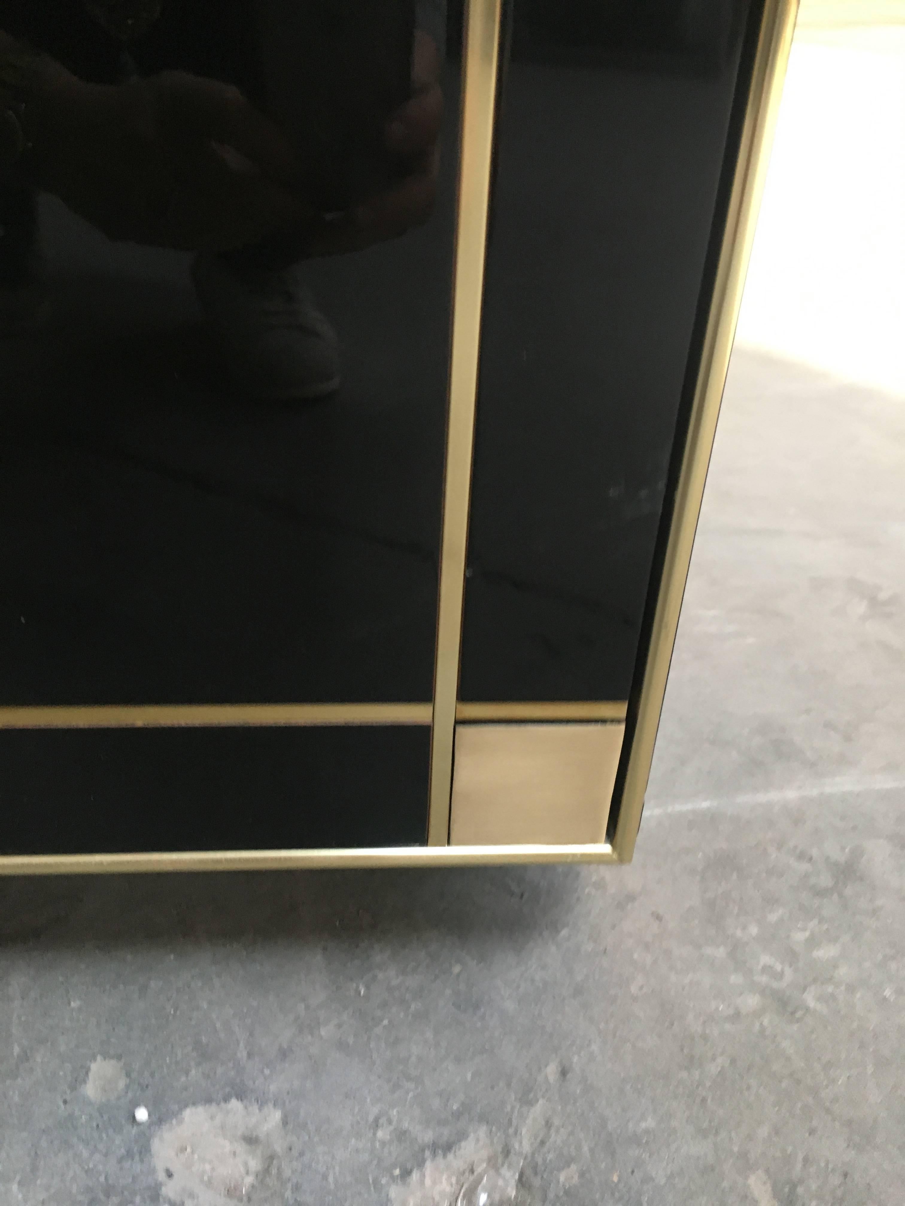 Italian Low Cabinet with Brass Details from 1970s 5