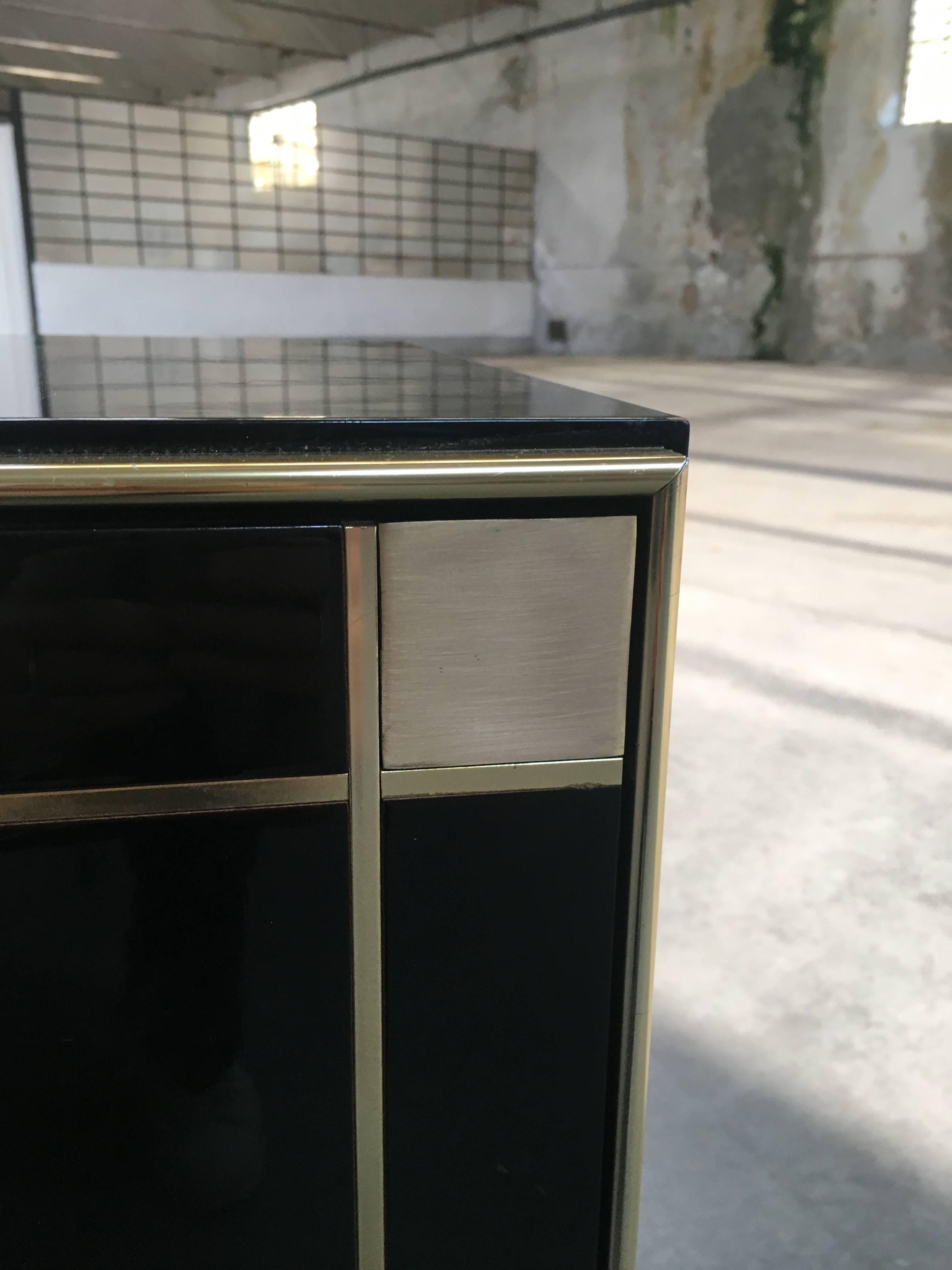 Italian Low Cabinet with Brass Details from 1970s 4