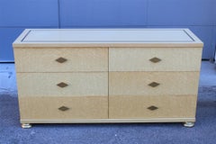 Italian Low Chest of Drawers in Maple and Brass 1970s Rectangular Tommaso Barbi