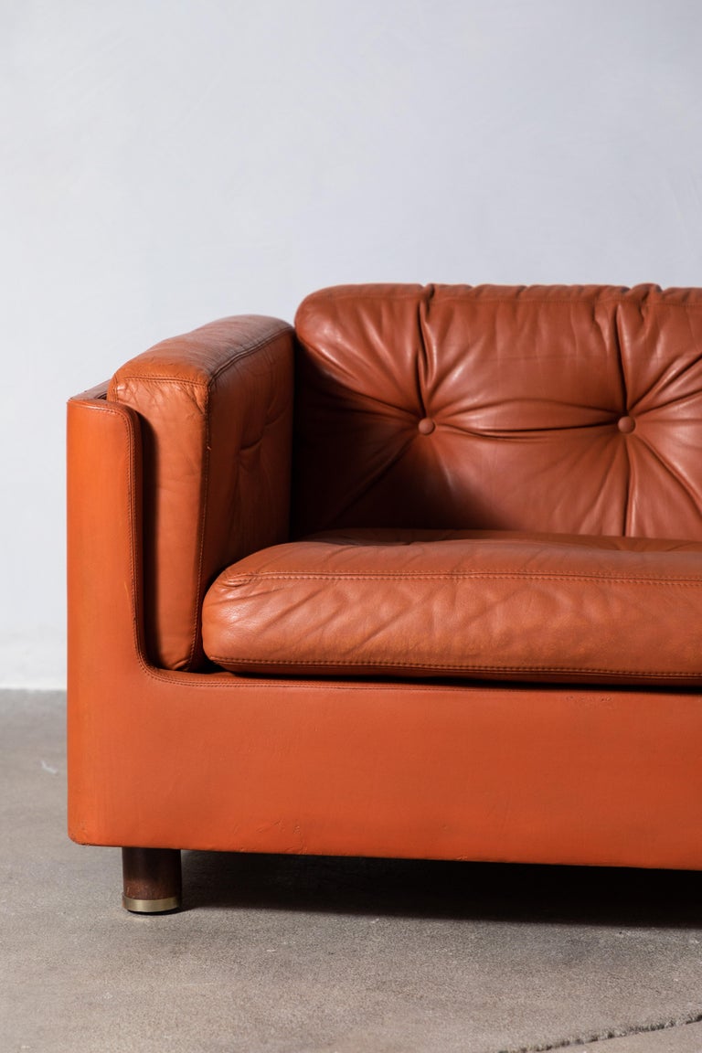 Italian Low Leather Modern Loveseat With Curved Corners By Zanotta At 1stdibs