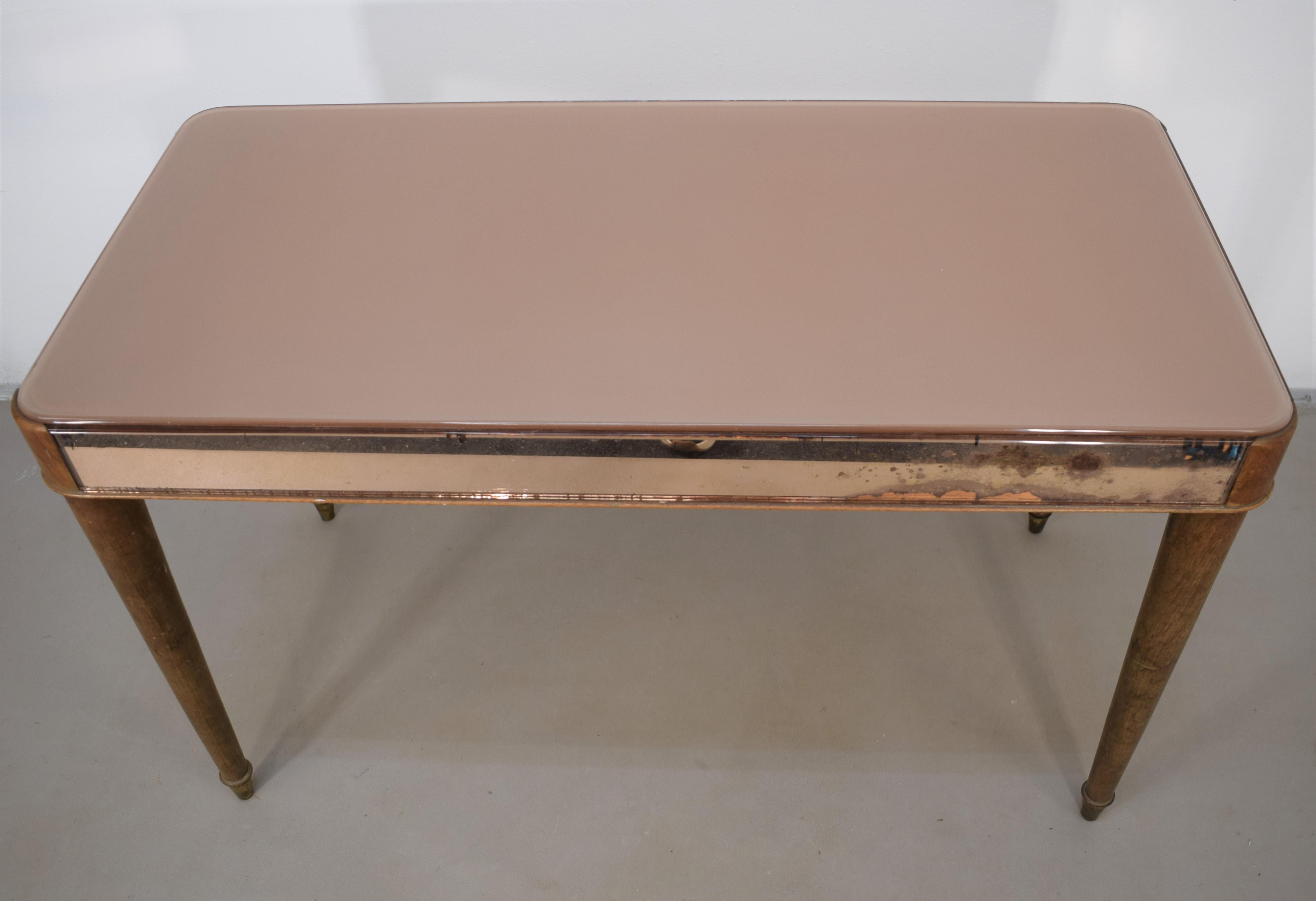 Crystal Italian Low Table by Fontana Arte, in the Style of, 1950s For Sale
