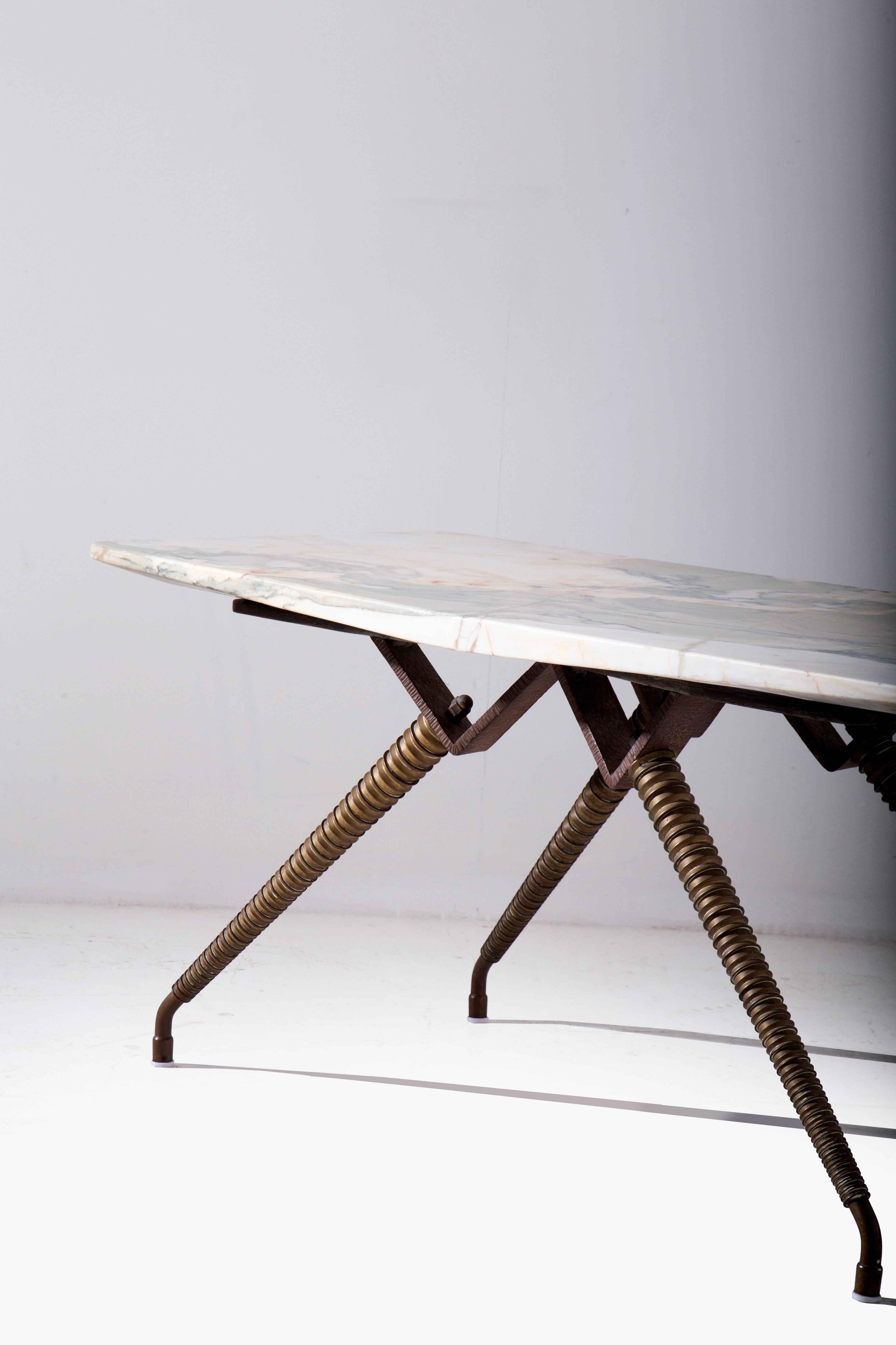 Brass Italian Low Table in Onyx