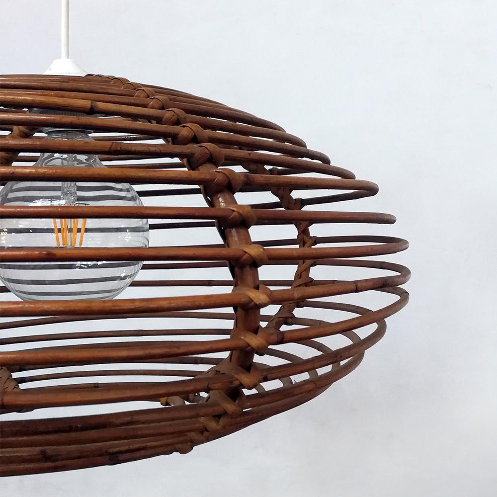 Italian Lozeng Shaped Rattan Ceiling Lamp, 1960s For Sale 1