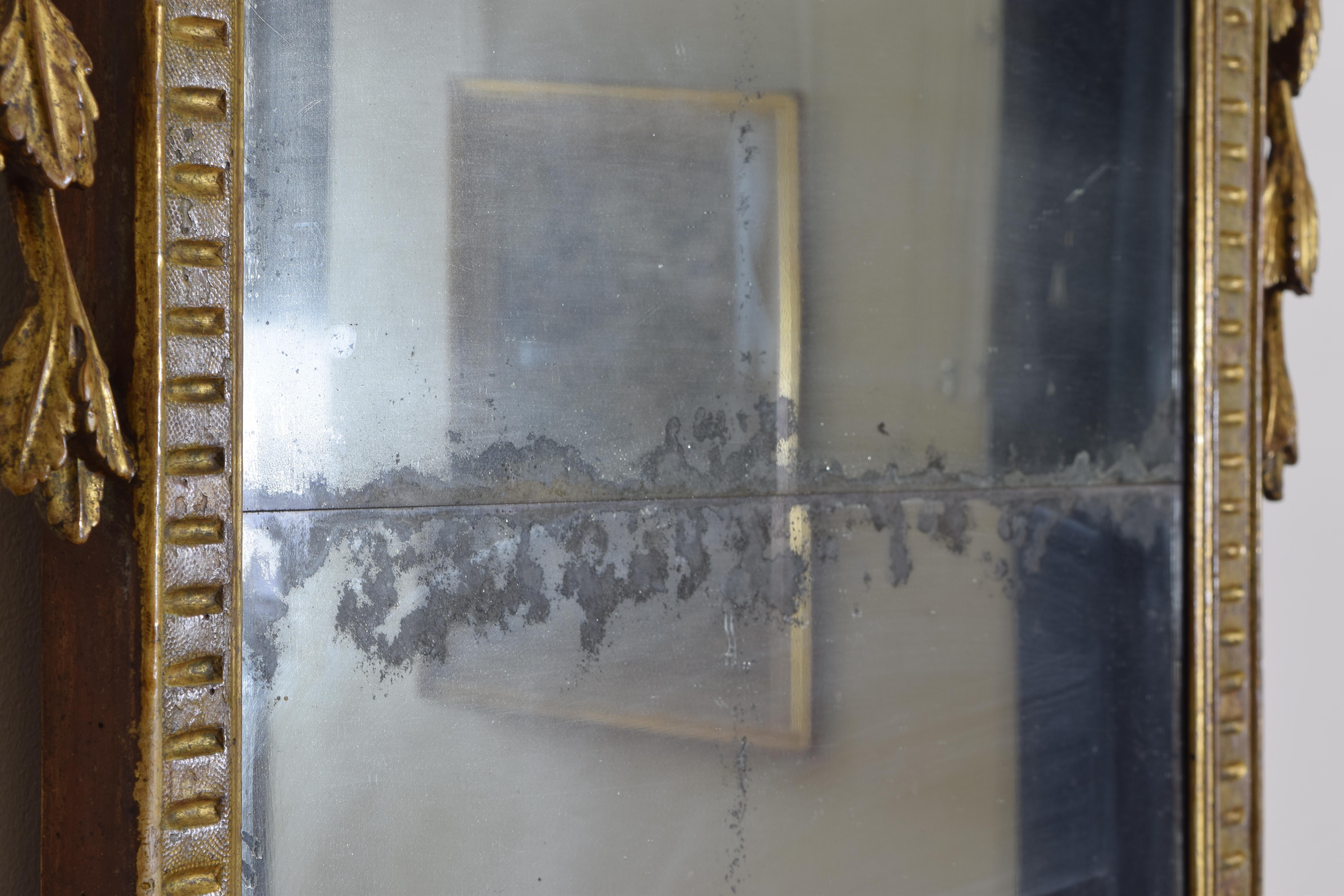 Italienisch, Lucca, geschnitzter hoher Spiegel aus vergoldetem Holz, frühe neoklassizistische Periode, spätes 18. Jahrhundert im Angebot 2