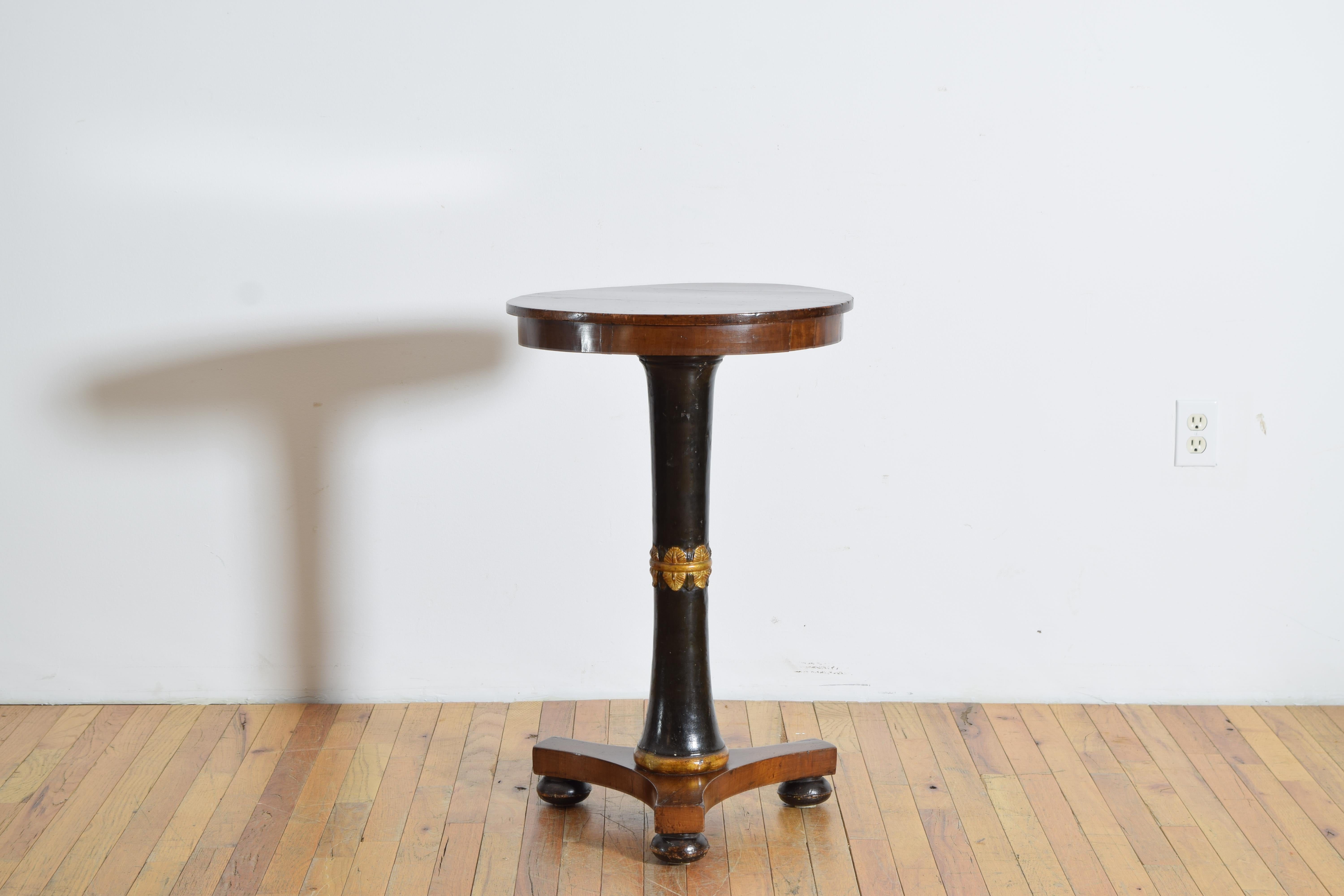 Neoclassical Italian, Lucca, Empire Period Walnut, Giltwood, and Ebonized Table, ca. 1820 For Sale