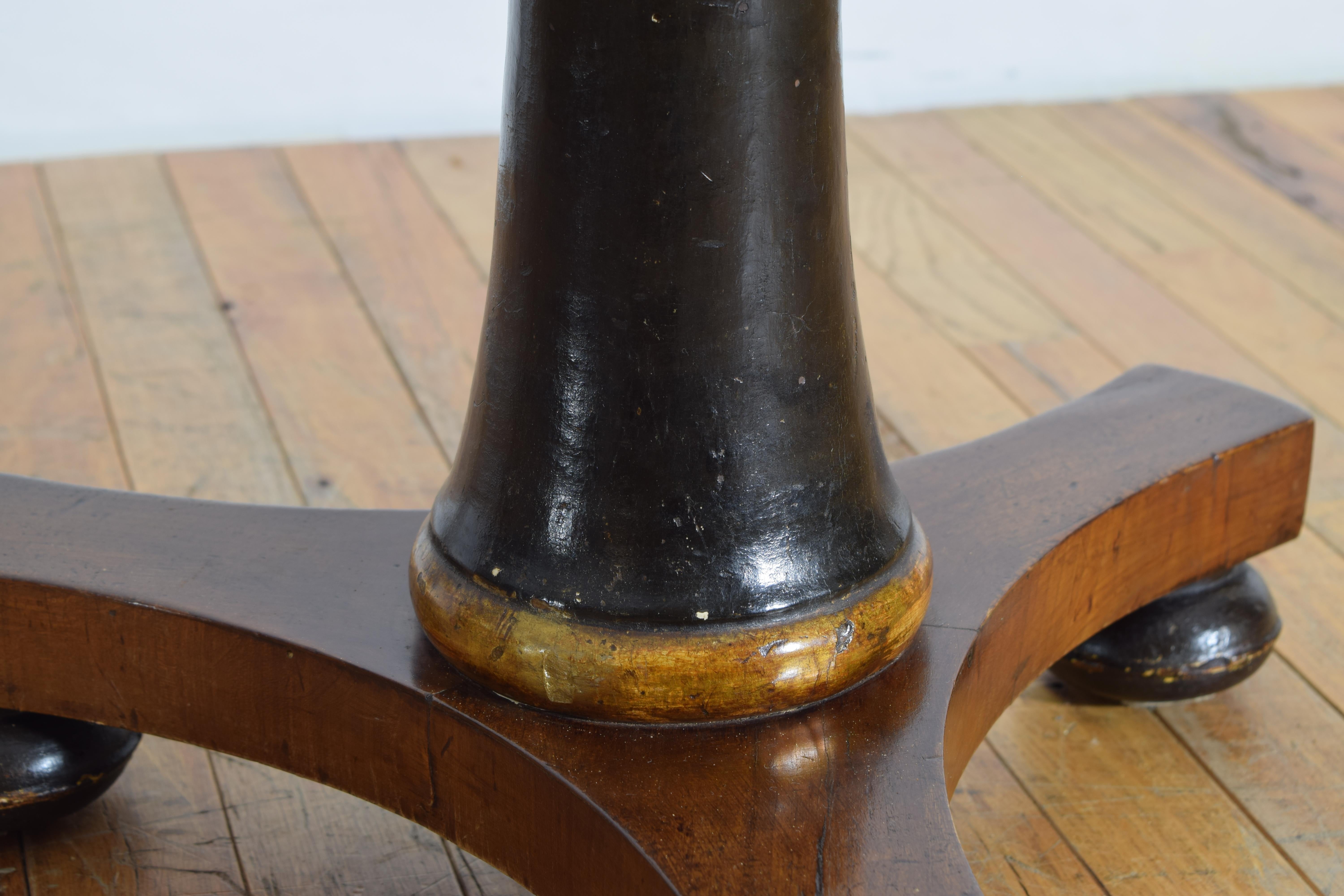 Italian, Lucca, Empire Period Walnut, Giltwood, and Ebonized Table, ca. 1820 For Sale 1