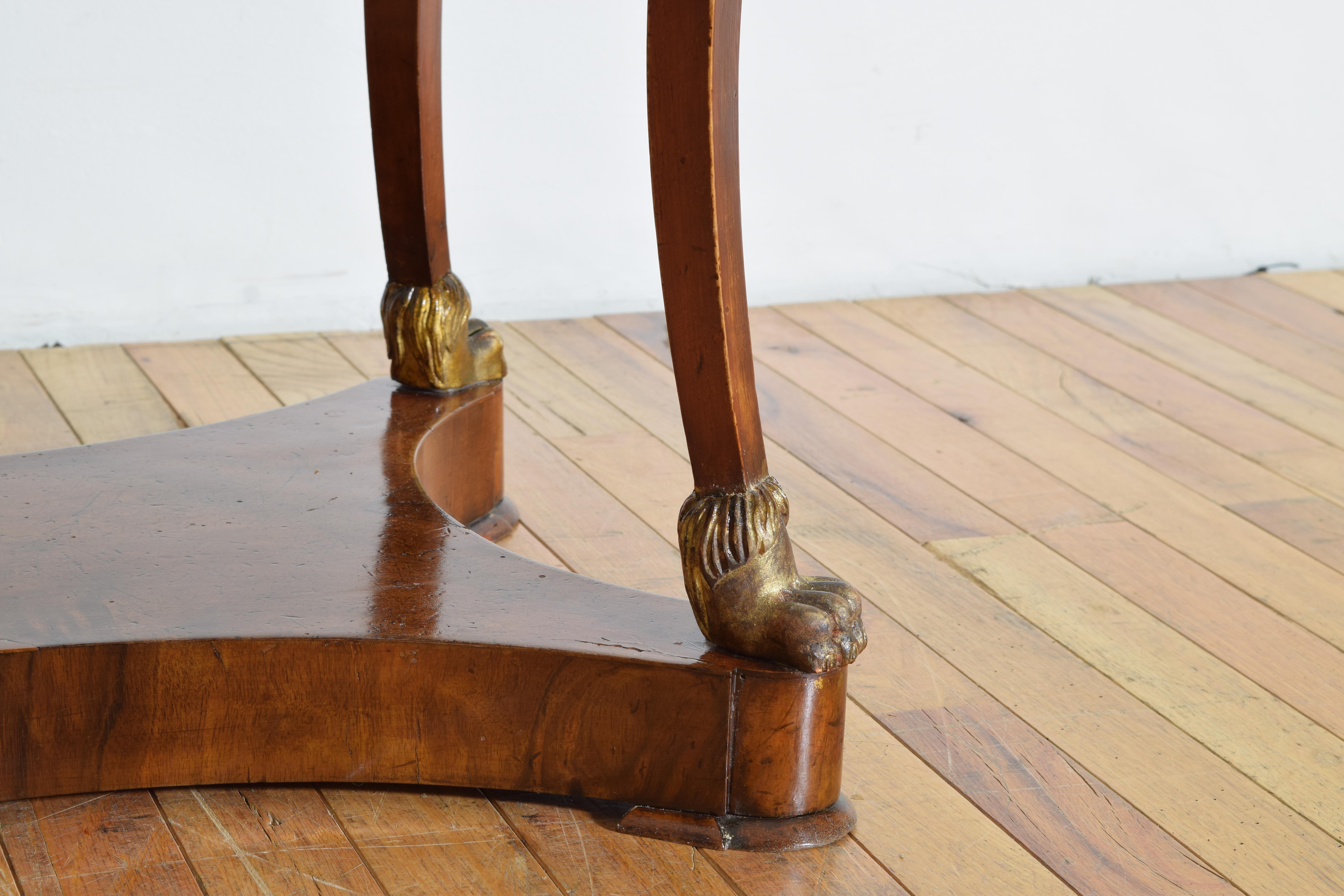 Italian, Lucca, Late Empire Period Walnut and Giltwood 1-Drawer Table, ca. 1820 4