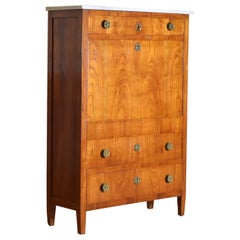 Antique Italian, Lucchese, Neoclassic Cherrywood & Marble Secretary Cabinet, ca. 1820