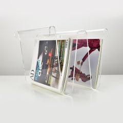 Italian Lucite Acrylic Magazine Rack Stand 1970s Guzzini Style