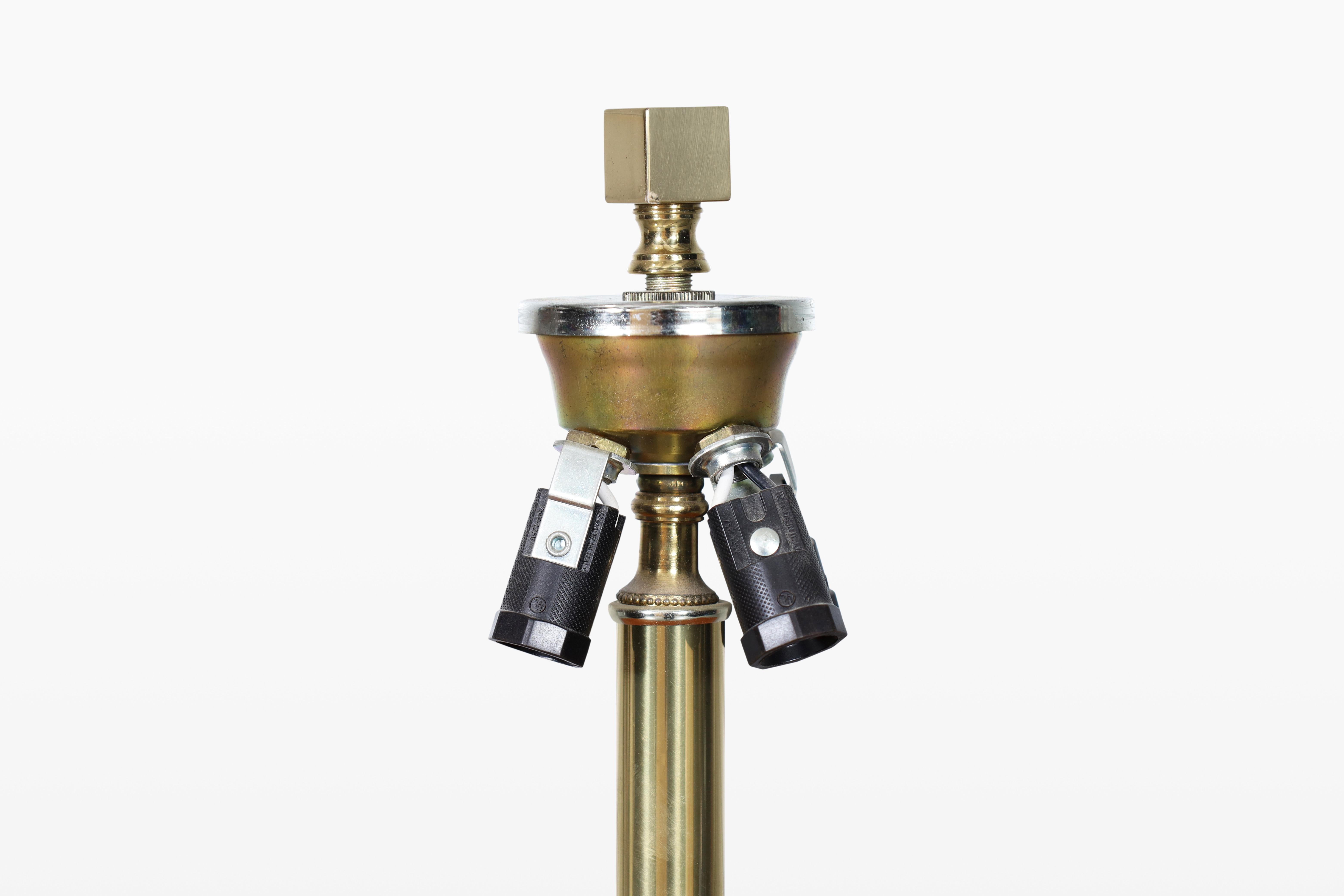Late 20th Century Italian Lucite and Brass Ram’s Head Table Lamps For Sale
