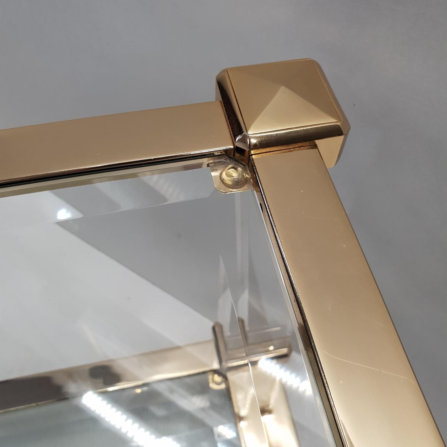 Metal Italian Lucite and Brass Square Coffee Table by Orsenigo 'Marked', 1970s