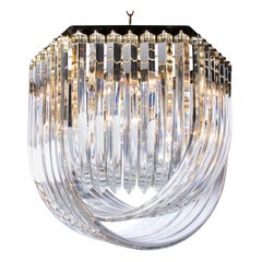 Italian Lucite and Brass Swag Chandelier, circa 1960s