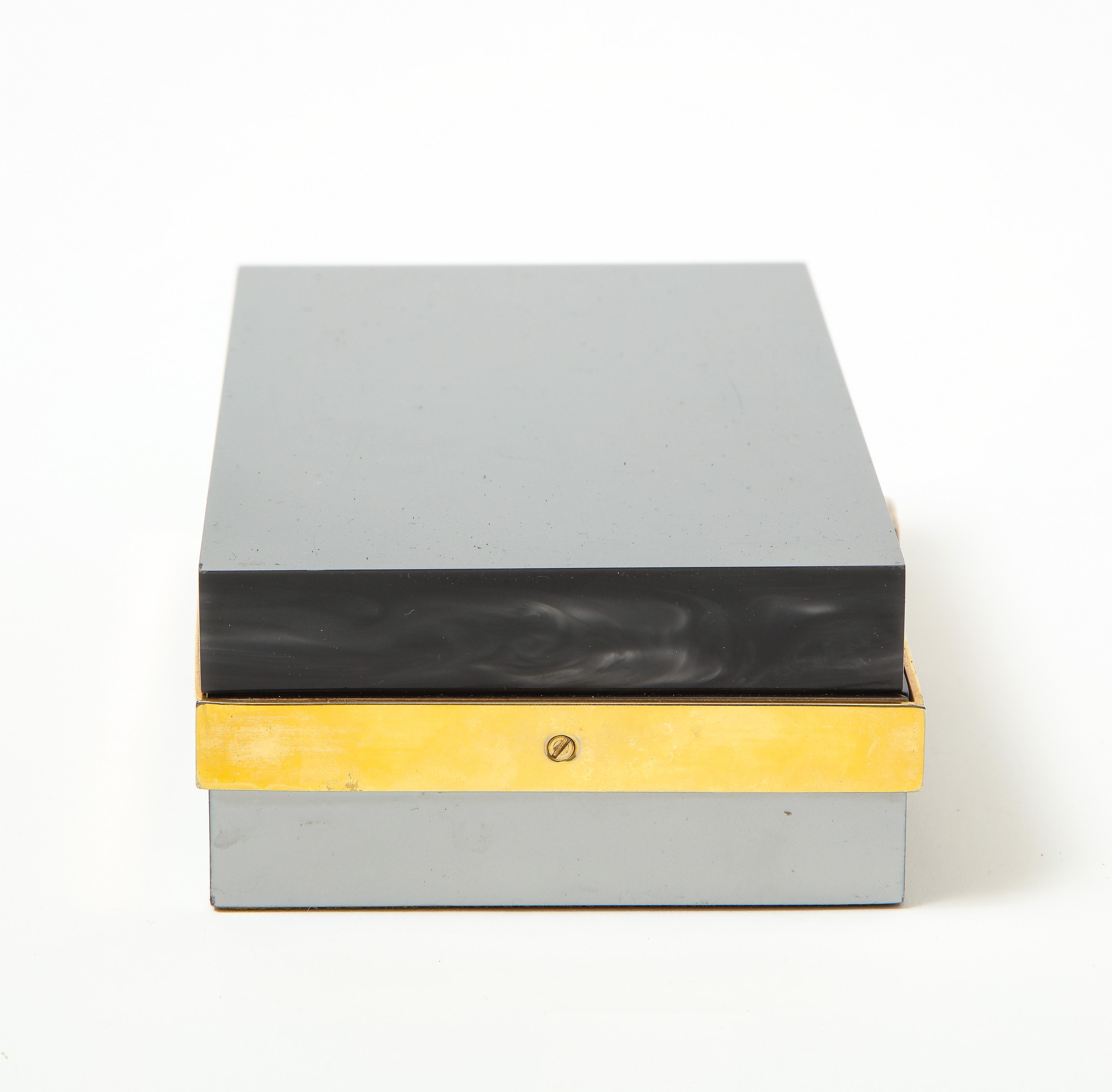 Italian Lucite and Chrome Box with Buckle Detail, c. 1970s In Good Condition In New York City, NY