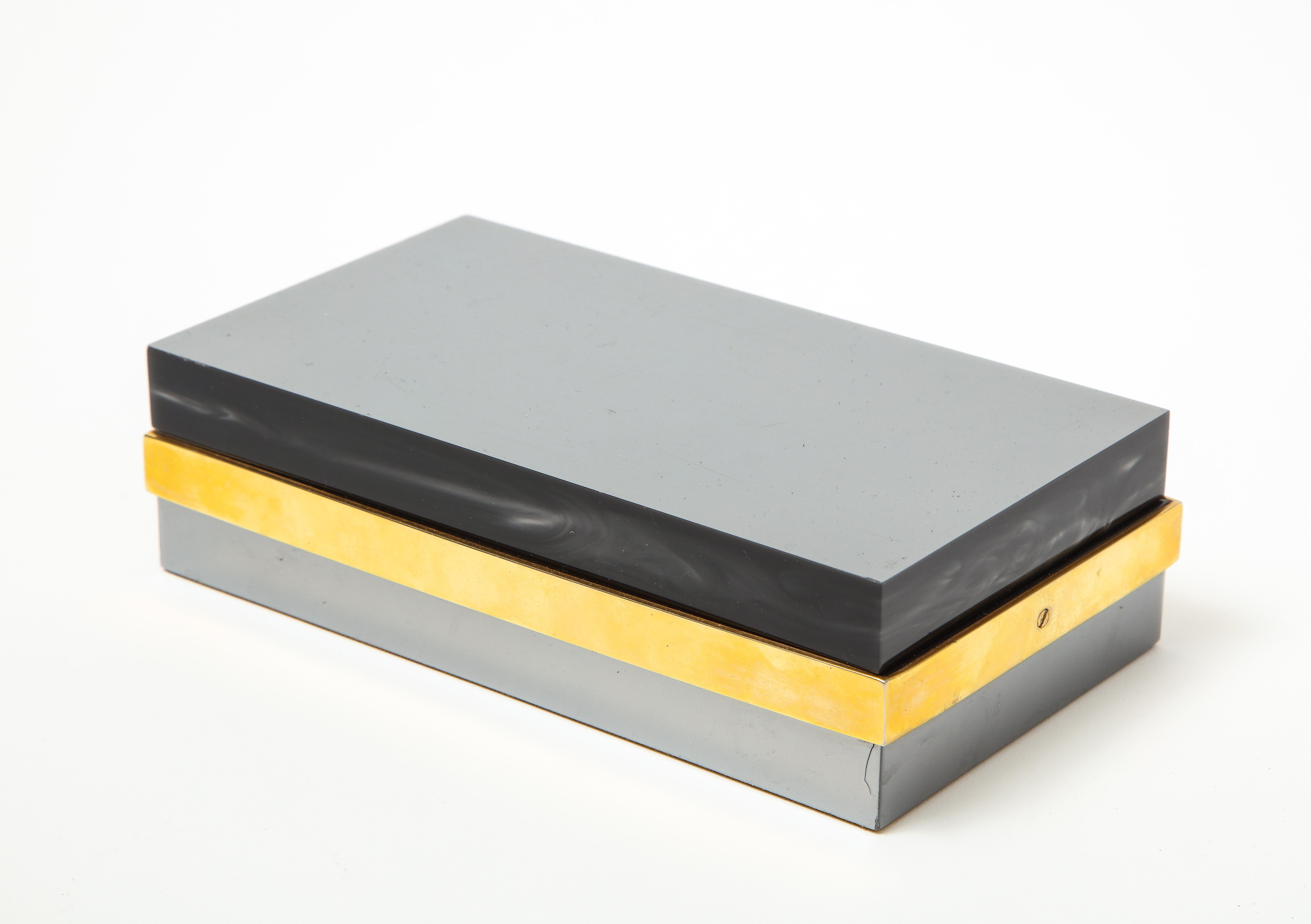 20th Century Italian Lucite and Chrome Box with Buckle Detail, c. 1970s