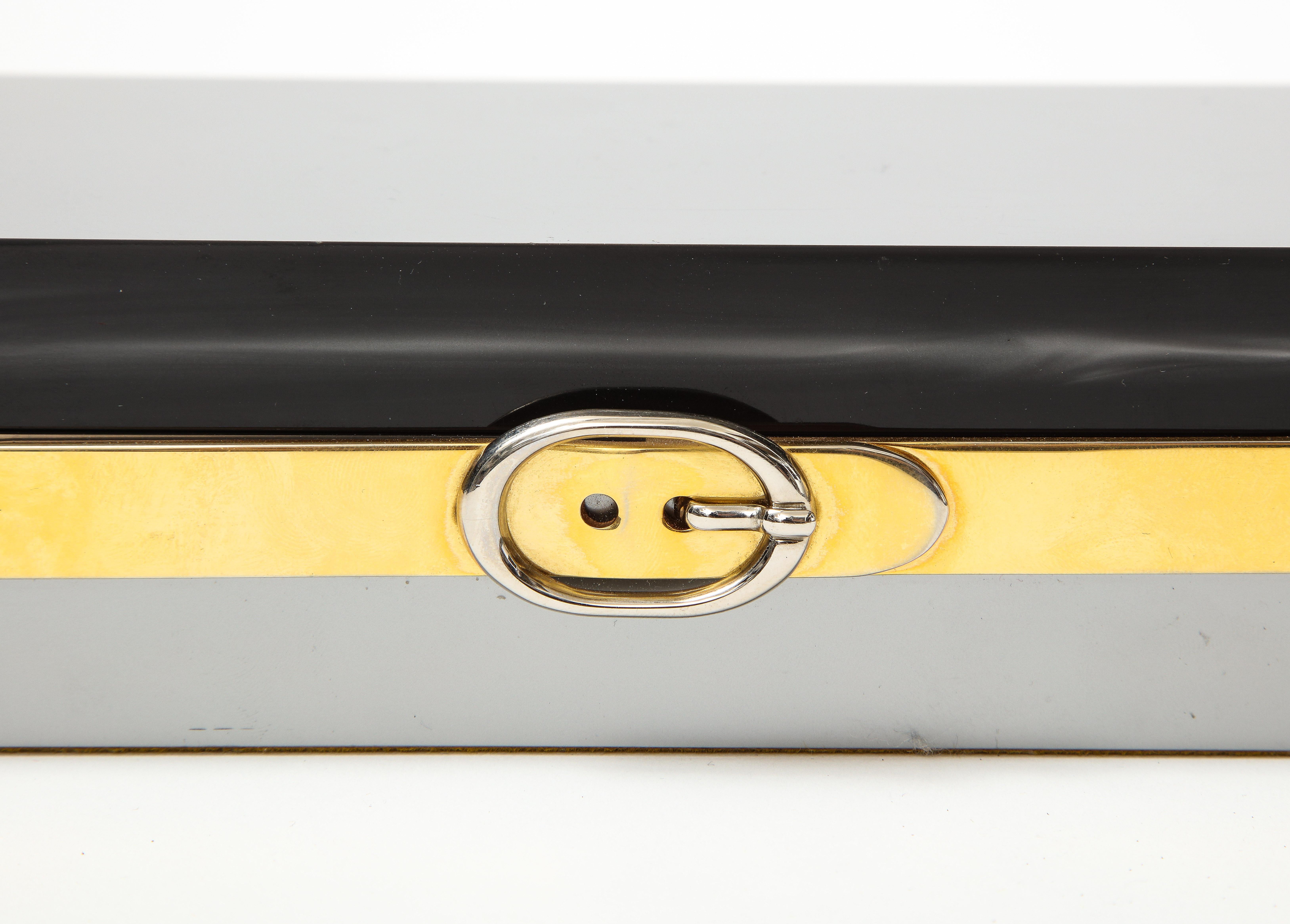 Italian Lucite and Chrome Box with Buckle Detail, c. 1970s 3