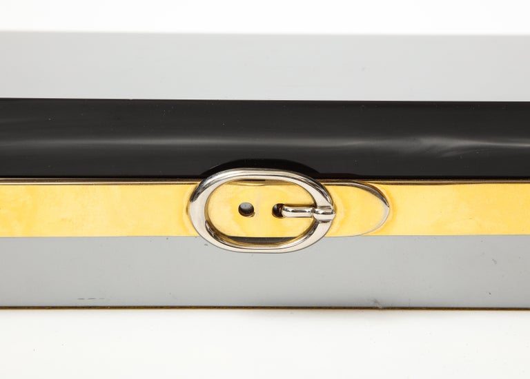 Italian Lucite and Chrome Box with Buckle Detail, c. 1970s For Sale 2
