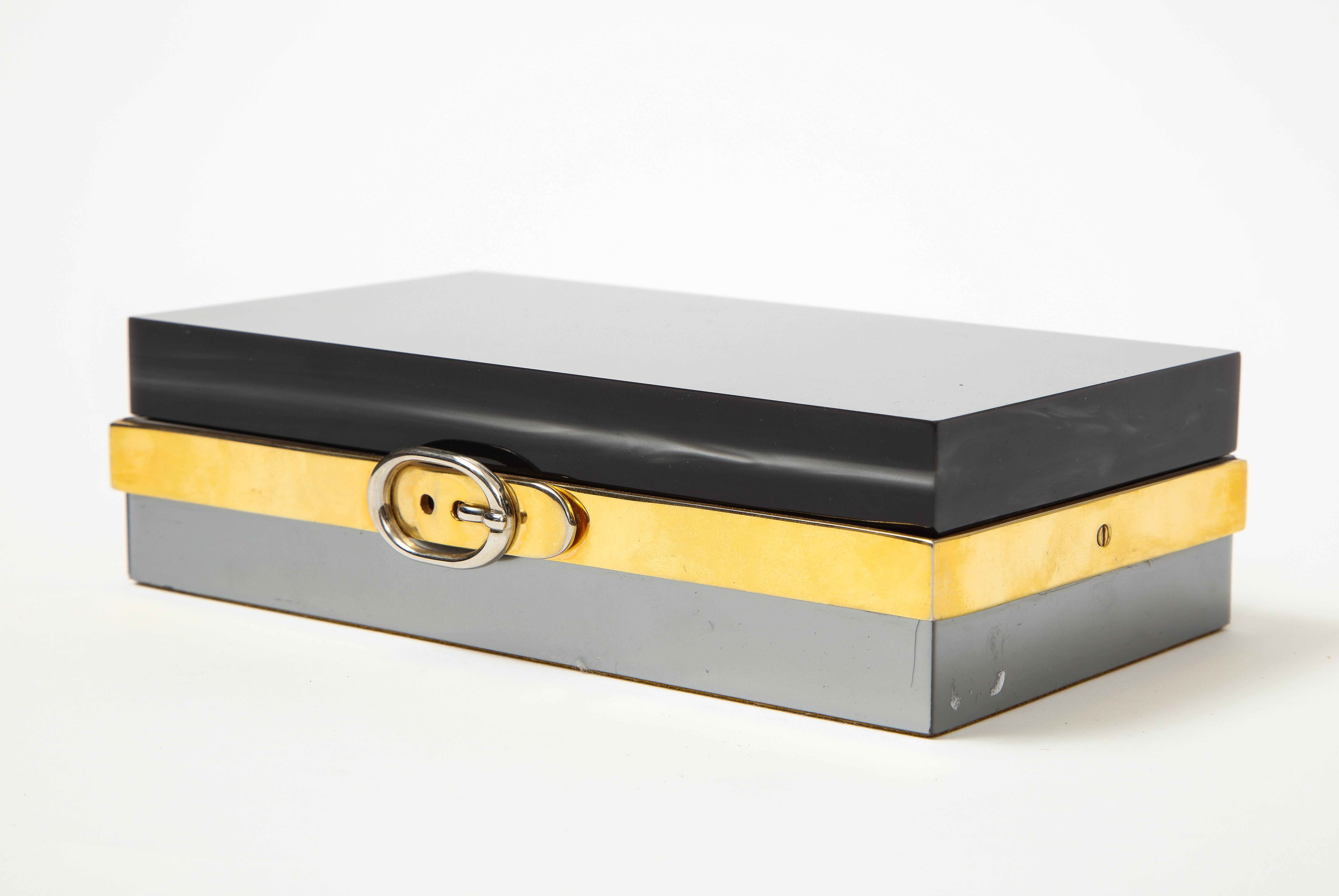 Italian Lucite and Chrome Box with Buckle Detail, c. 1970s 4