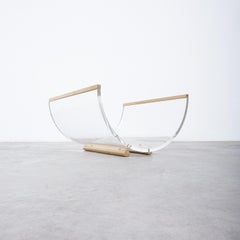Italian Lucite & Brass Magazine Rack, Italy 1970
