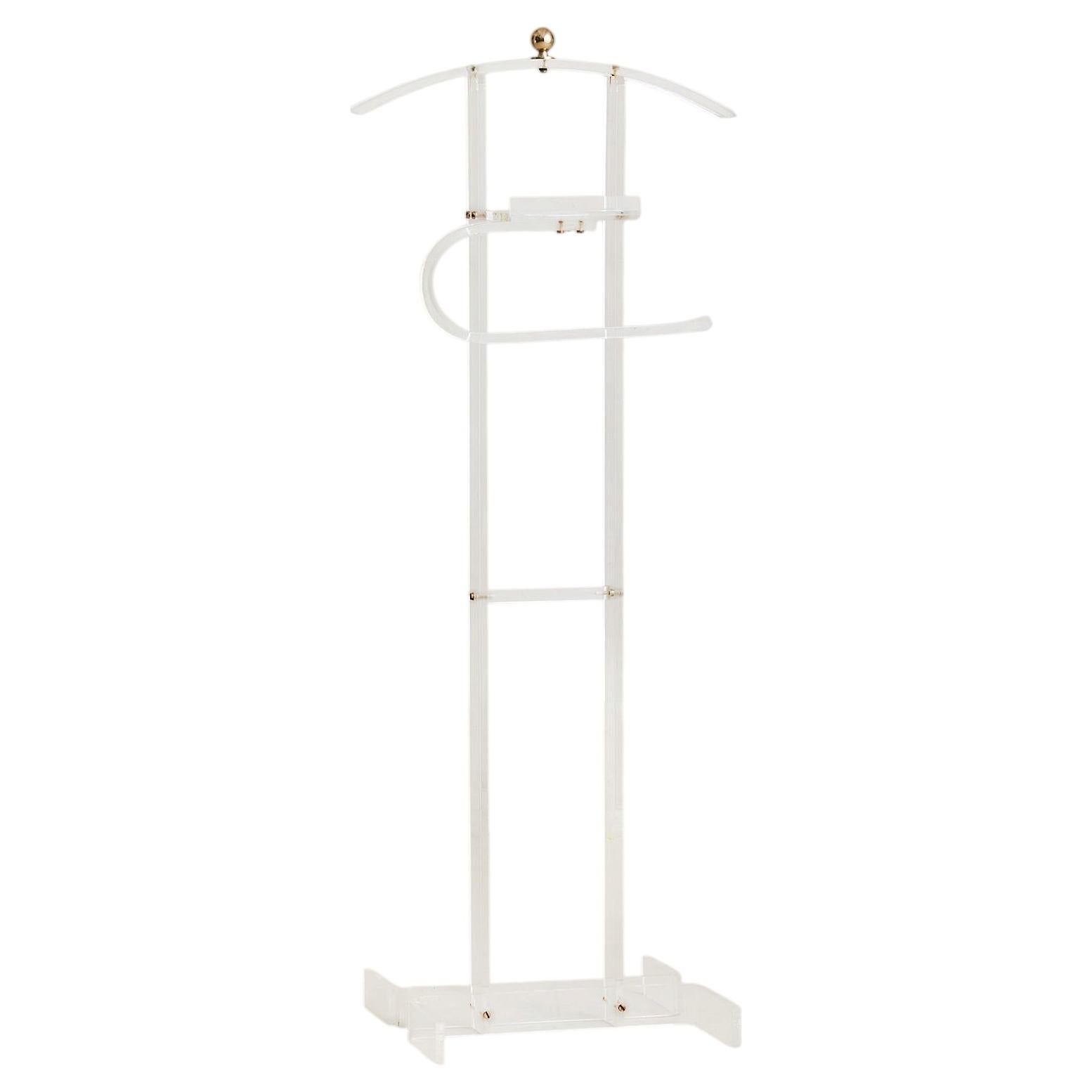 Italian Lucite + Brass Valet Stand, 1960s