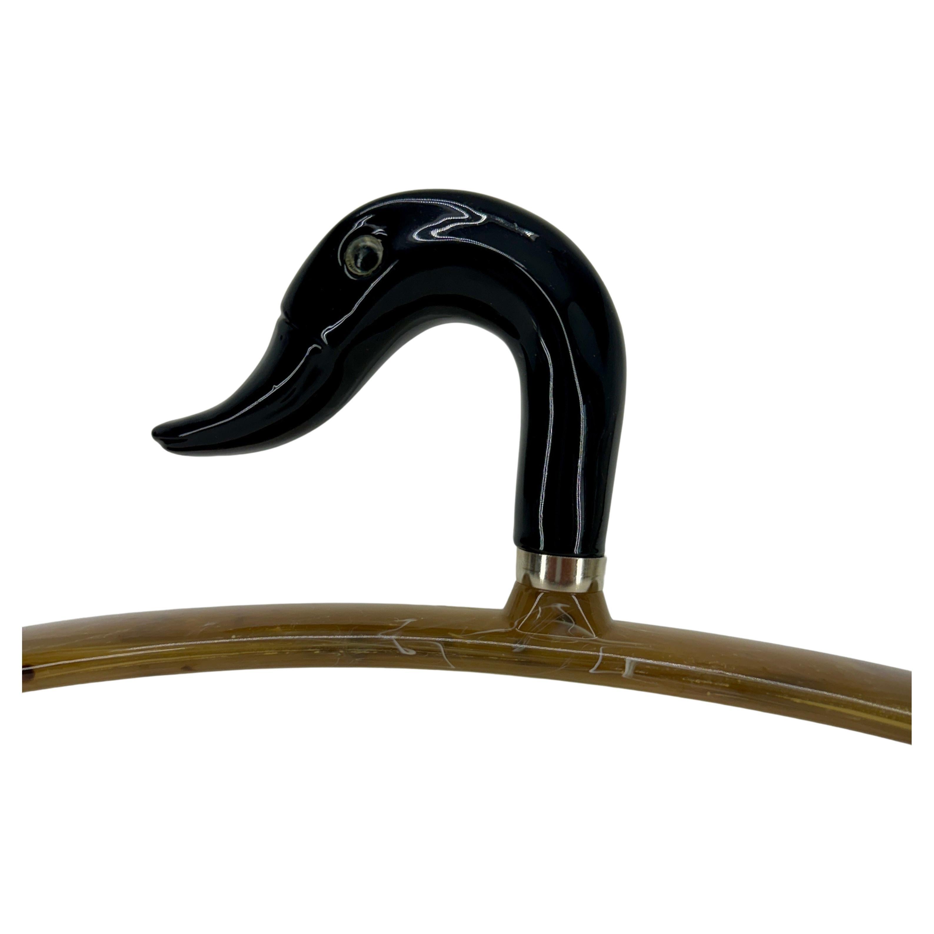Hand-Crafted Italian Lucite Clothes Hanger Featuring a Duck For Sale