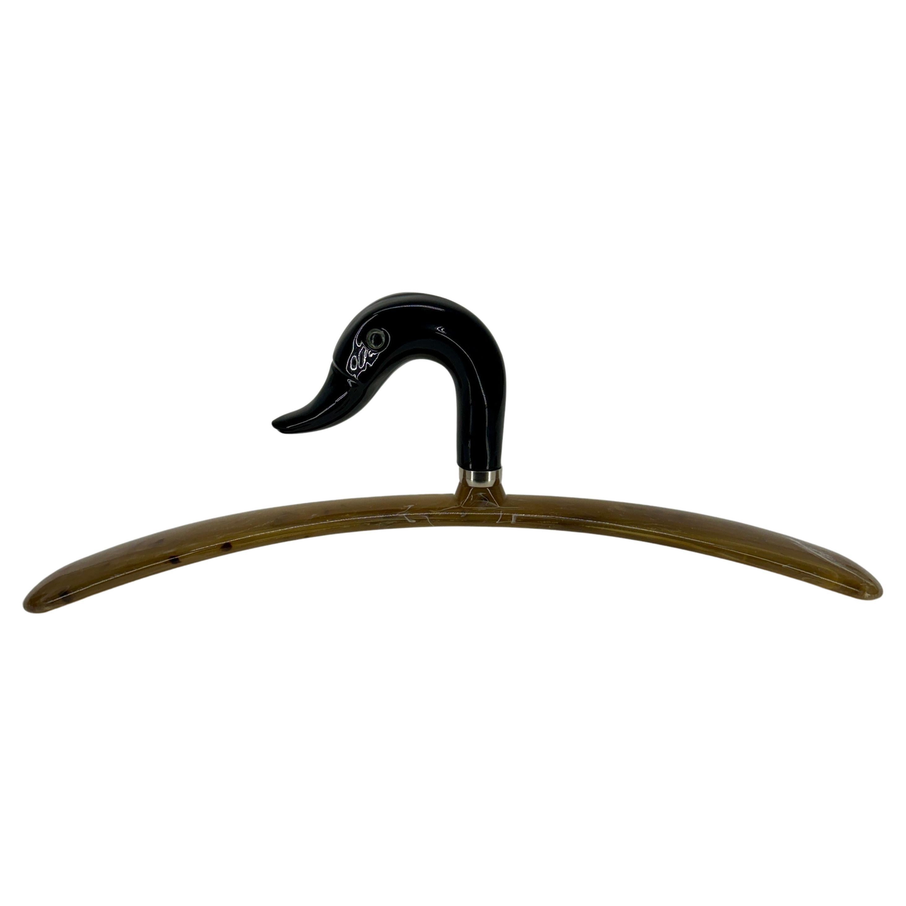 Italian Lucite Clothes Hanger Featuring a Duck In Good Condition For Sale In Haddonfield, NJ