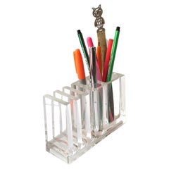 Italian Lucite Pen Pencil Desk Holder By Designer Rede Guzzini