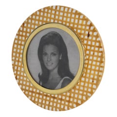 Italian Lucite, Rattan and Gilded Aluminum Picture Frame, circa 1970