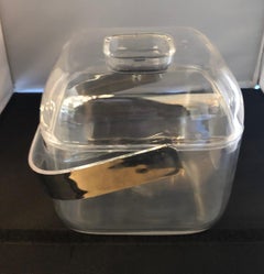 3-Piece Ice Bucket with Lucite Lid, Shell and Lining and Chrome Plate Handle