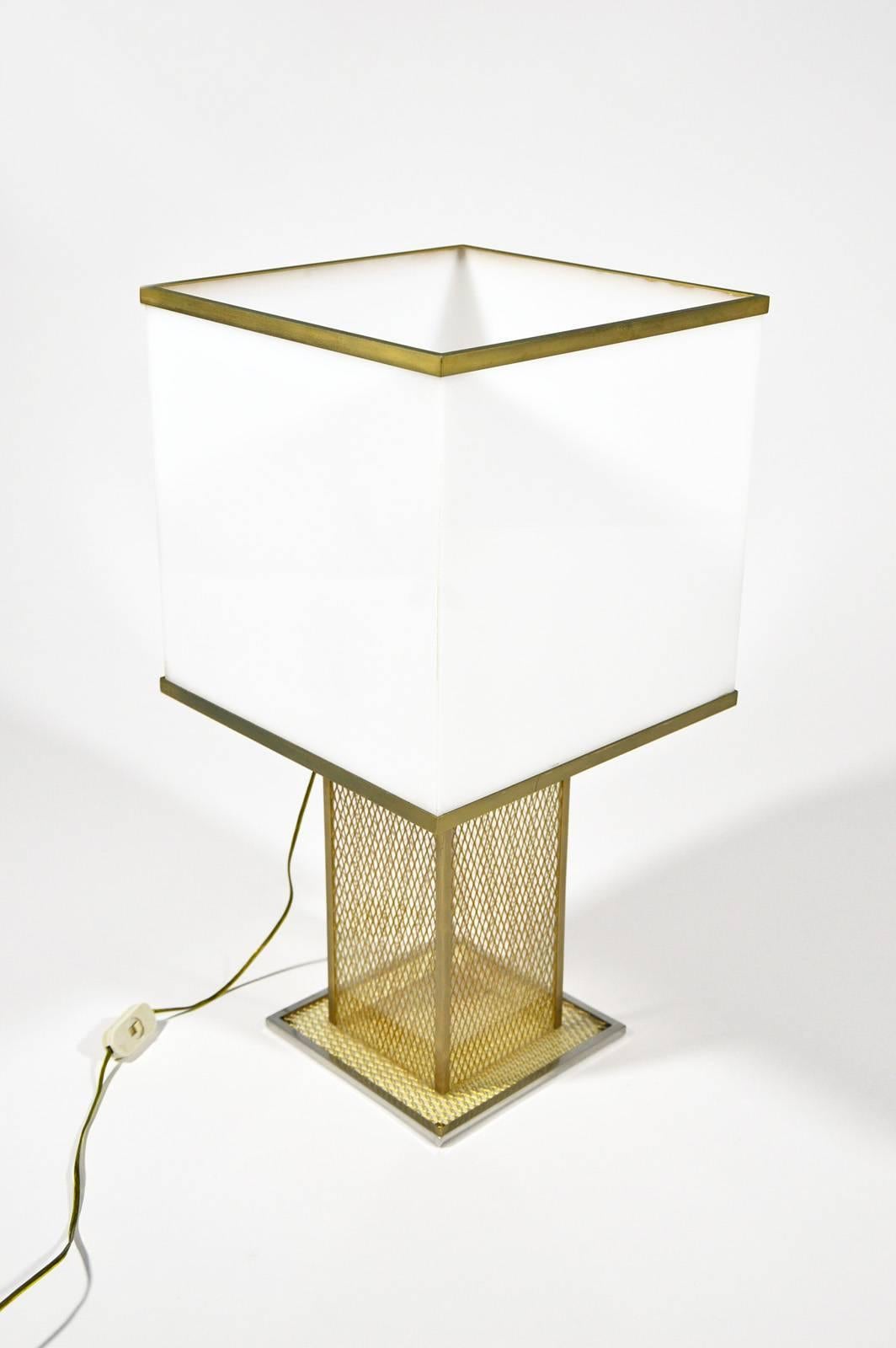 Hollywood Regency Italian Lucite, Brass and Chrome Table Lamp, Style of Romeo Rega, circa 1970