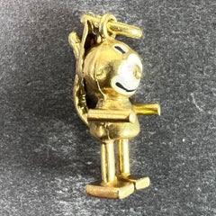 Italian Lucky Cat Enamel 18K Yellow Gold Charm Pendant