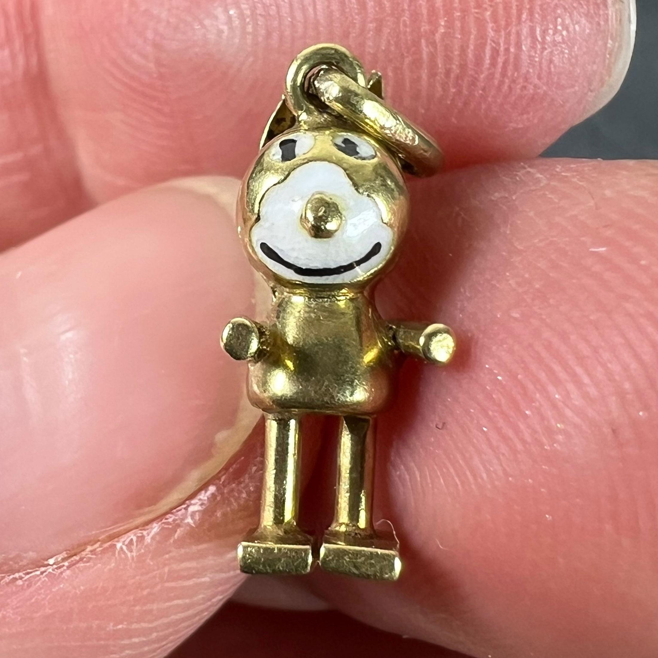 Italian Lucky Cat Enamel 18K Yellow Gold Charm Pendant en venta 4