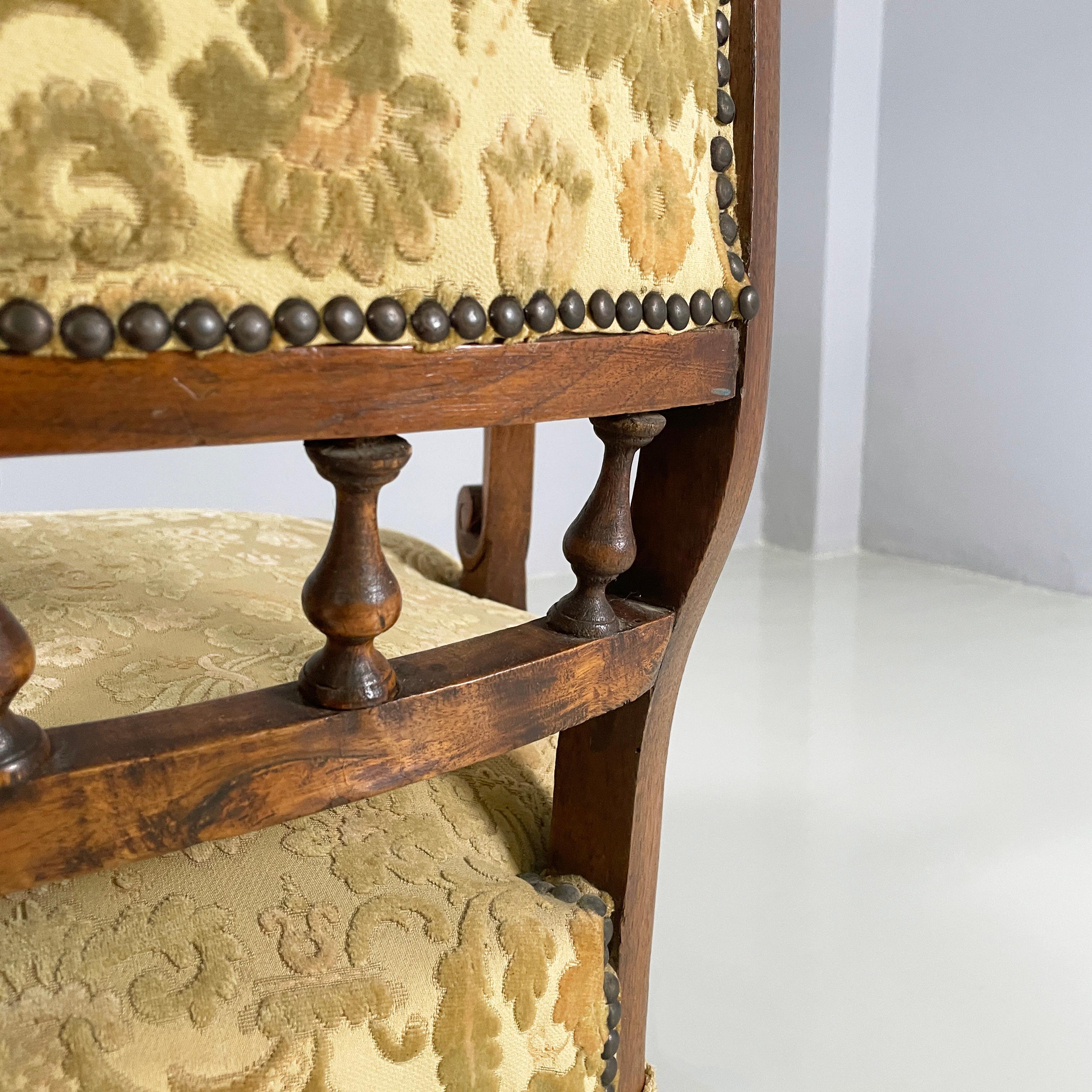 Italian Luigi XVI Armchairs in wood and yellow fabric, end of 1800s For Sale 5
