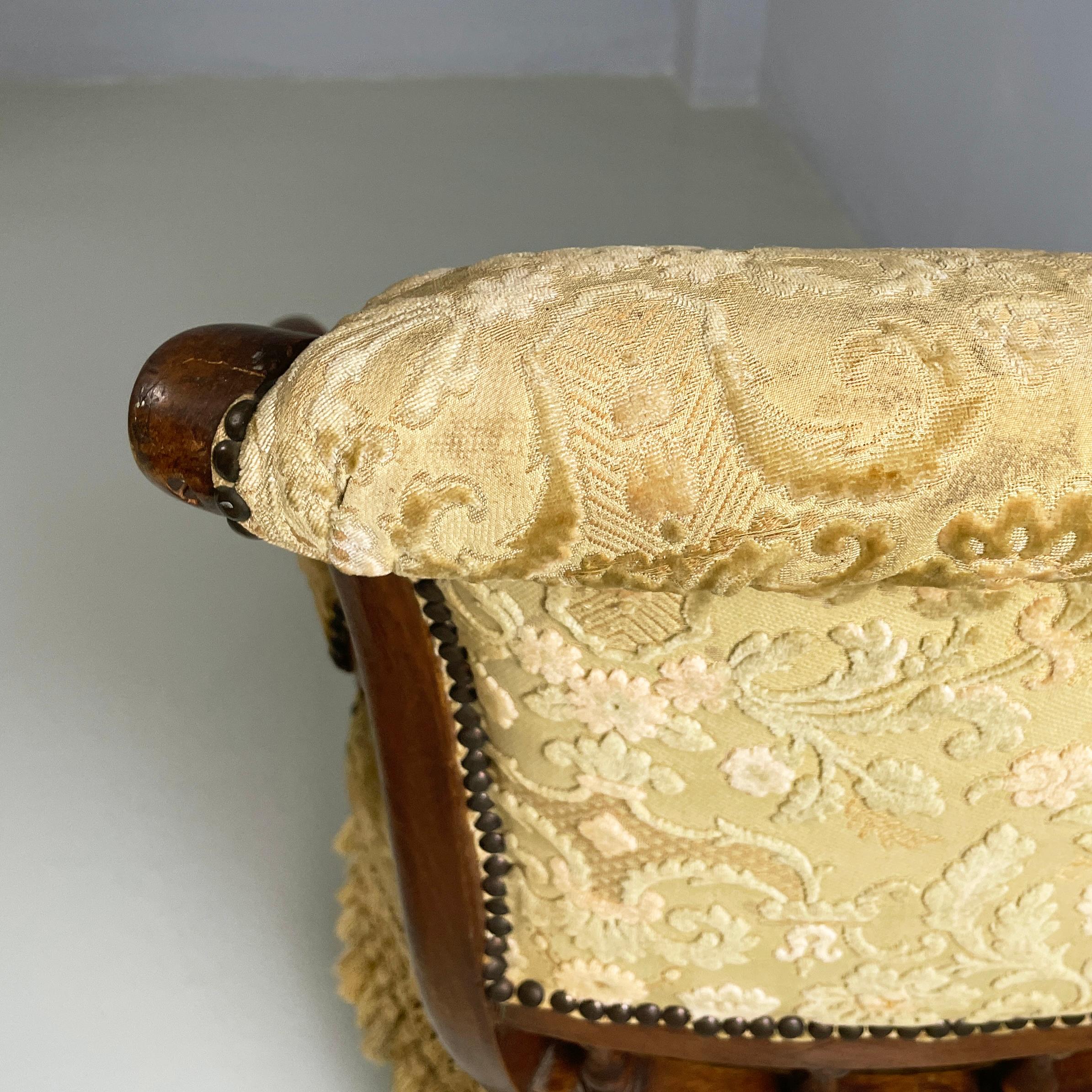 Italian Luigi XVI Armchairs in wood and yellow fabric, end of 1800s For Sale 6