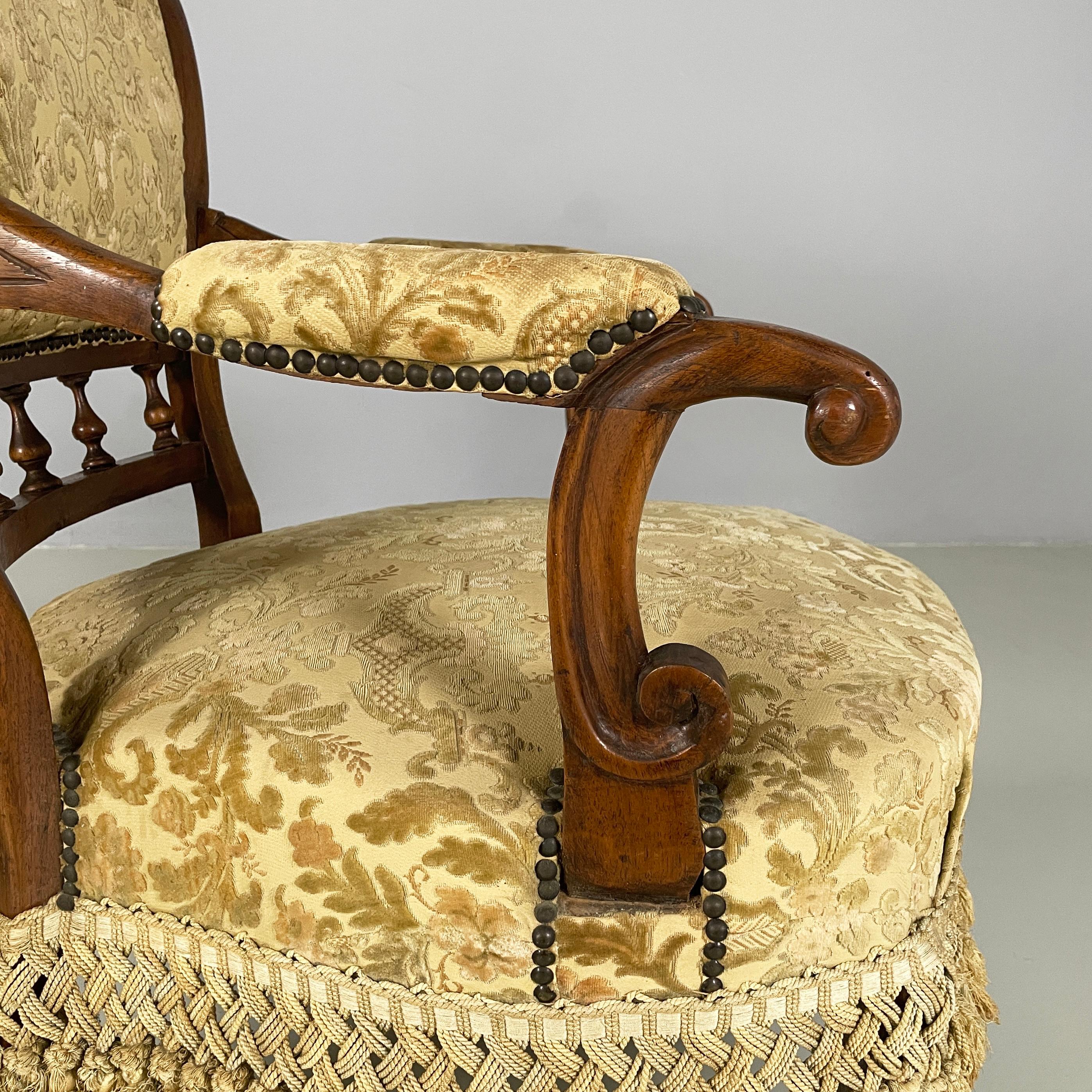Italian Luigi XVI Armchairs in wood and yellow fabric, end of 1800s For Sale 2