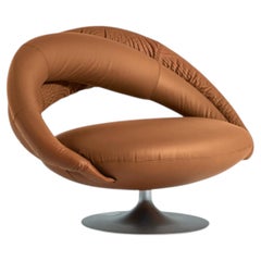 Italienischer Luxor Big Occasional Round Club Stuhl in Leder
