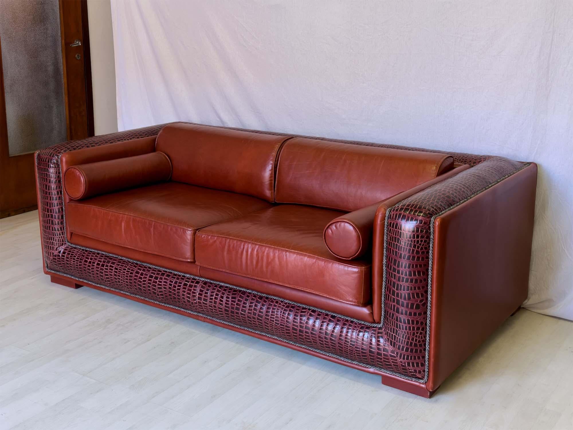 Mid-Century Modern Italian Luxurious 3 Seater Leather Sofa