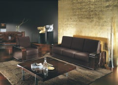 Italienischer Luxus-Couch-Cocktail-Tisch in Hochglanz Esche Wurzelholz & Chrom