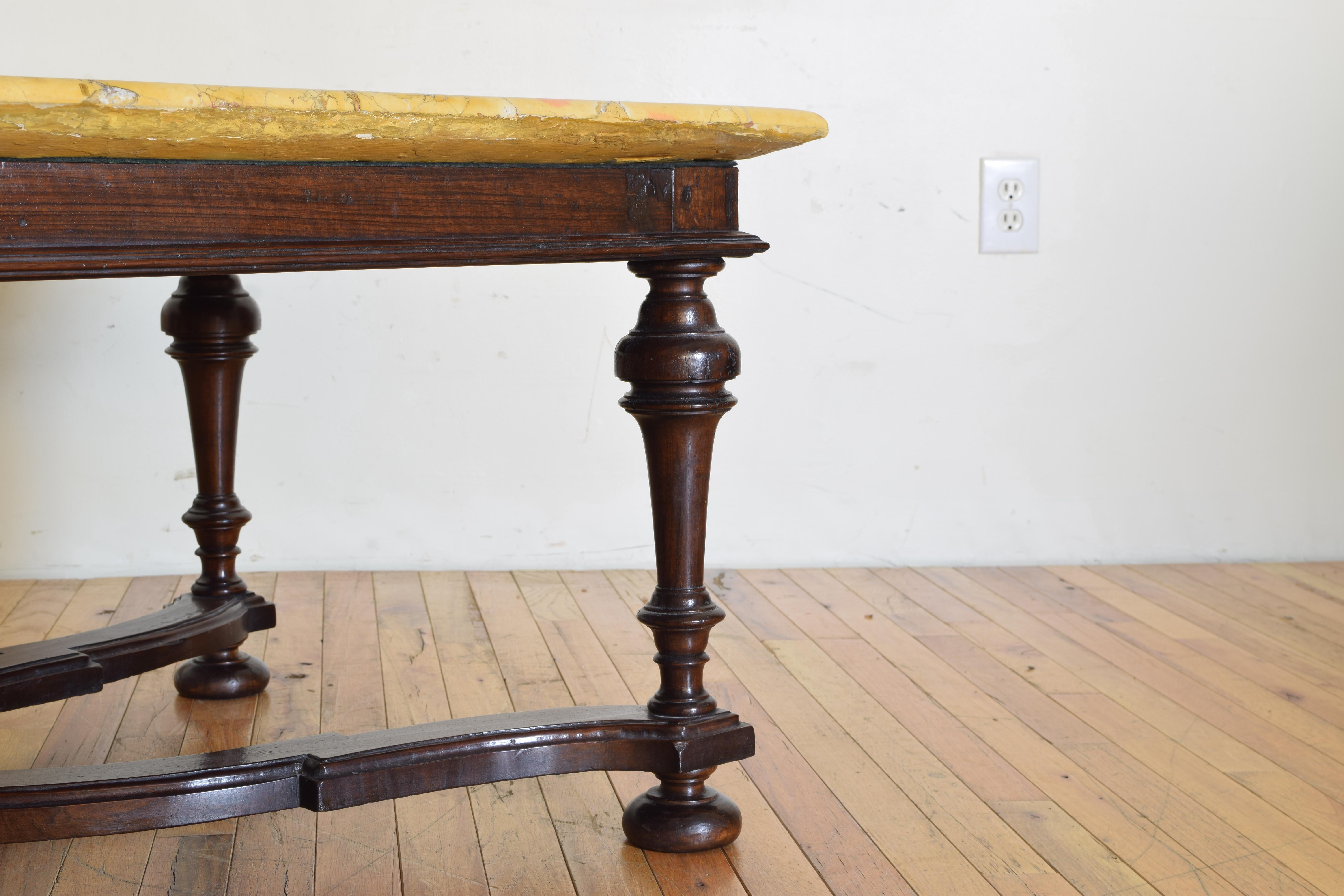 18th Century Italian LXIII Period Walnut Salon Table with Magnificent Marble Top