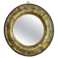 Italian LXIV Period Faux Marble Painted Oval Mirror, early 18th century