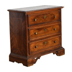 Italian LXIV Period Walnut Veneer and Band Inlaid 3-Drawer Commode, ca. 1725