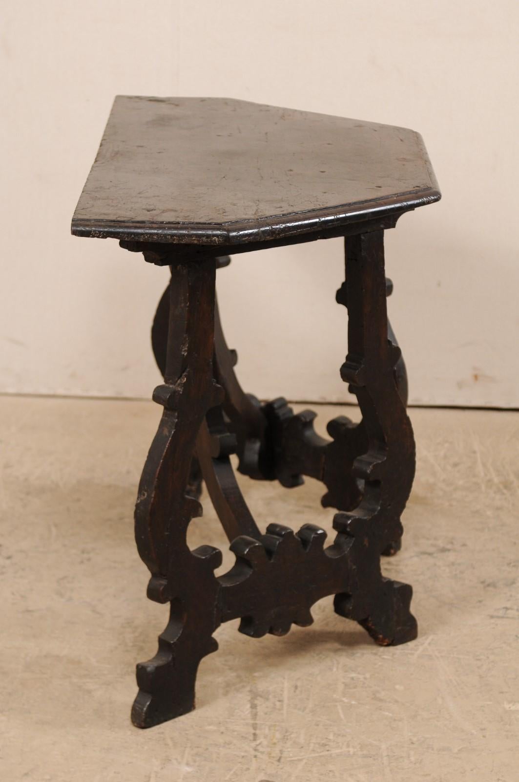17th Century A Beautiful Italian Carved Lyre-Leg Walnut Console Table, Turn of 17th-18th C.