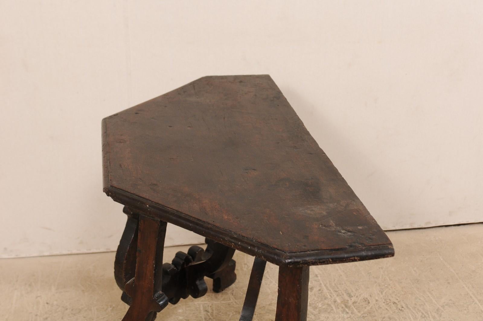 A Beautiful Italian Carved Lyre-Leg Walnut Console Table, Turn of 17th-18th C. 2