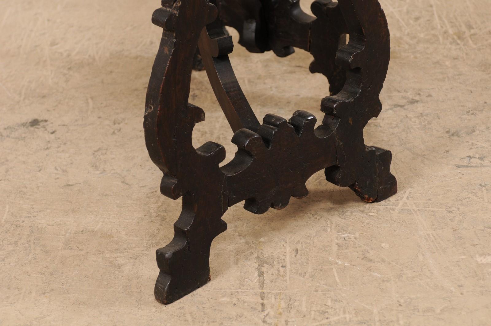 A Beautiful Italian Carved Lyre-Leg Walnut Console Table, Turn of 17th-18th C. 3